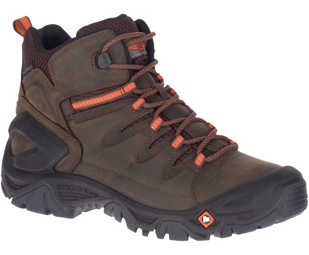 Botas Homem - Merrell Strongfield Couro 6\" Waterproof Slip-Resistant - Marrom - UBY947850